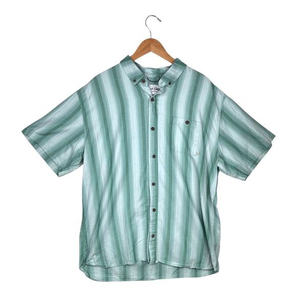 Duck Camp Premium Outdoor Goods Short Sleeve button down Striped Shirt Green 2XL - Picture 1 of 7